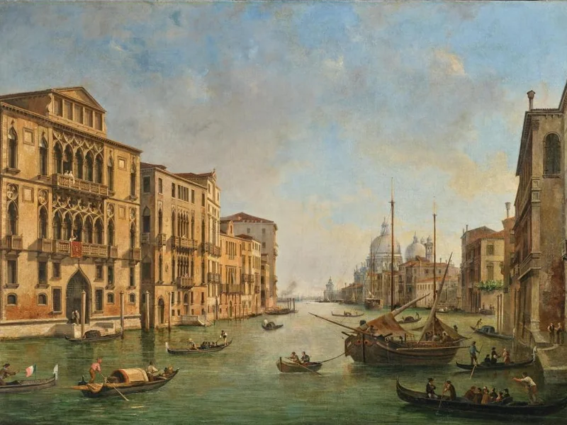 1824-Luigi Querena - Veduta del Canal Grande da Palazzo Cavalli-Franchetti con Santa Maria della Salute